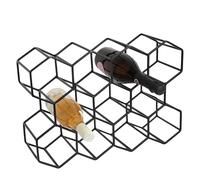 DIVCHI Wine Rack 11 Bottle Holder No Need Assembly Modern Metal Wire Wine Storage for Countertop Table Top Coffee Bar & Kitchen | Champagne Racks | Beer Stand (Black)