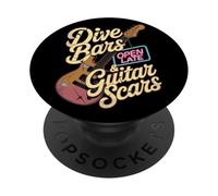 Dive Bars & Guitar Scars Punk Rock Music PopSockets Adhesive PopGrip