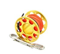 Dive Finger Reel, Scuba Diving Finger Spool Reel Aluminum Alloy Double Ended Hook Multicolor 15/30m(Golden 15m)