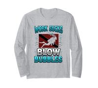 Dive Flag Work Sucks Blow Bubbles Funny Diving Long Sleeve T-Shirt