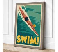 Dive into Action Art Deco Canvas Wall Art Print 30x20 Inch