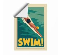 Dive into Action Art Deco Unframed Wall Art Print A1 (84.1×59.4cm), Wall