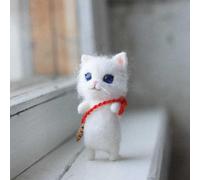 Dive into Creativity with This Complete DIY Cat Wool Felt Needle Felting Material Package (White seafood)