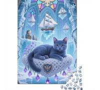 Dive Into The Detail of Russian Blue - Exquisite 1000 Piece Wooden Puzzle for Adults - A Captivating Puzzle Challenge