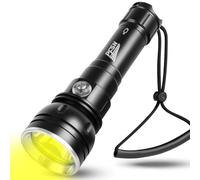 Dive Light Scuba Diving Flashlight - PFSN High Lumens Yellowish Light Dive Torch, 150M Waterproof, 400M Long Range Diving Light, Best Underwater Flashlight for Diving, Caving Spearfishing Hunting