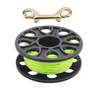 Dive Reel with Fluorescent Green Line, Diving Reels for Professional Divers, Plastic Material with Copper Double Ended P Hook, 30 Meters Cable Length Diving Spool Reel for Cave Div (Black)