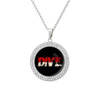 Dive Scuba Diving Vintage Necklace Gold Silver Pendant Jewelry Lady Multicolored Diamond Necklaces with Chain