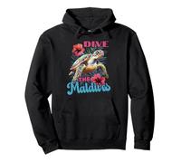 Dive The Maldives Sea Turtle And Hibiscus Pullover Hoodie