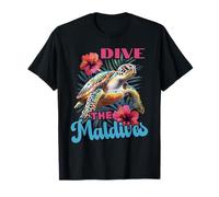 Dive The Maldives Sea Turtle And Hibiscus T-Shirt