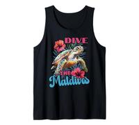 Dive The Maldives Sea Turtle And Hibiscus Tank Top