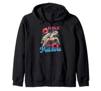 Dive The Maldives Sea Turtle And Hibiscus Zip Hoodie