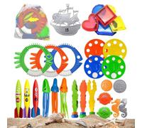 Dive Toys - 11.81 Inch Large Treasure Hunt Kit, Multi Color Submerged Sifting Accessory | Waterproof Play Set Boys Girls Ages 3-12 Birthday Gift Backyard Recreation Travel Storage Mesh Bag Carrying It