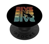 Dive Typographic Diver Silhouette Retro Scuba Diver Gift PopSockets Grip and Stand for Phones and Tablets