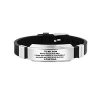Dive Watches for Men Family Bracelet Day Steel Hand Gift Bracelet Son Stainless Link My Bracelet to Silicone Strap Bracelets Mens Vintage Watch (E, One Size)