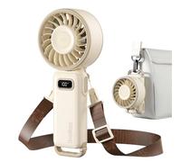Diveblues Handheld Fan, Portable Turbo Fan with 7.6cm Large Head, 100 Stepless Speed, 3-in-1 Foldable Neck & Desk Fan, LED Display USB-C Rechargeable, 12H Cooling Travel Essentials for Cruise, Beach