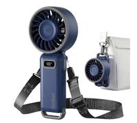 Diveblues Handheld Fan, Portable Turbo Fan with 7.6cm Large Head, 100 Stepless Speed, 3-in-1 Foldable Neck & Desk Fan, LED Display USB-C Rechargeable, 12H Cooling Travel Essentials for Cruise, Beach
