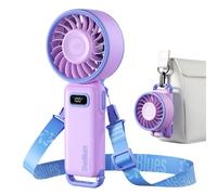 Diveblues Handheld Fan, Portable Turbo Fan with 7.6cm Large Head, 100 Stepless Speed, 3-in-1 Foldable Neck & Desk Fan, LED Display USB-C Rechargeable, 12H Cooling Travel Essentials for Cruise, Beach
