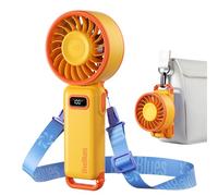 Diveblues Handheld Fan, Portable Turbo Fan with 7.6cm Large Head, 100 Stepless Speed, 3-in-1 Foldable Neck & Desk Fan, LED Display USB-C Rechargeable, 12H Cooling Travel Essentials for Cruise, Beach