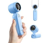 Diveblues iTurbo High-Speed Portable Handheld Turbo Fan, LED Display, 2000mAh Rechargeable Battery, 5 Wind Speeds, Up to 6H Runtime, Mini Fan for Travel, Commute, Outdoor, Gifts for Women Men