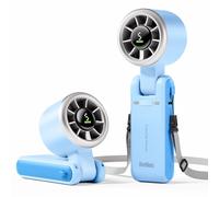 Diveblues Portable Handheld Fan, High-Speed Turbo Portable Fan, LED Display, Up to 12 Hours, 4000mAh Battery, 5 Wind Gear, Rechargeable small Hand Fan for Travel/Commute/Outdoor, Gifts for Women