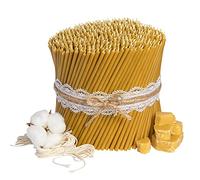 Diveevo Church Beeswax Candles No. 140 - Honey Yellow - Pack of 700 - 16 cm x 5 mm - 30 min Burn - Thin Dripless Smokeless Pure Beeswax Altar & Worship Candles