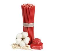 Diveevo Church Beeswax Candles No. 140 Red Pack of 50 I Ritual Candles L 16 cm Diameter 5.0 mm I 30 Min Burning Time in Red I 150 g Thin Candles Drip and Smokeless