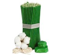 Diveevo Ritual Candles Beeswax Candles Green Pack of 100 Length 16 cm Diameter 5.0 mm Burn Time 30 Minutes Natural Drip Smokeless Thin Church Quality Beeswax No. 140