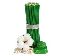 Diveevo Ritual Candles Beeswax Candles Green Pack of 50 L 16 cm Diameter 5.0 mm Burn Time 30 Minutes Natural Drip Smokeless Thin Church Quality Beeswax No. 140