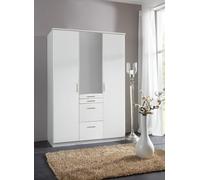 Diver 3 Door White Wardrobe With Drawers