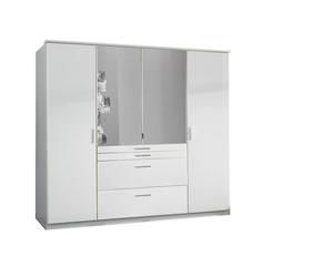 Diver 4 Door White Wardrobe With Drawers