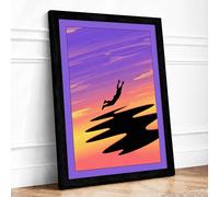 Diver at Dusk Modern Framed Wall Art Print A3 (42×29.7cm) Black, Wall Decor for Living Room, Bedroom, Office & Home, Ready to Hang, Art Gift