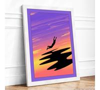 Diver at Dusk Modern Framed Wall Art Print A3 (42×29.7cm) White, Wall Decor for Living Room, Bedroom, Office & Home, Ready to Hang, Art Gift