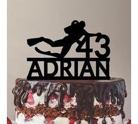 Diver Birthday Cake Topper Diving Scuba Dive Personalized Custom Diver, 6-7.8 Inch Acrylic or Wood Material Option