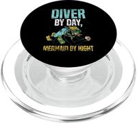 Diver By Day Mermaid By Night Divers Dive Scuba Diving PopSockets PopGrip for MagSafe