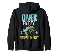 Diver By Day Mermaid By Night Divers Dive Scuba Diving Zip Hoodie