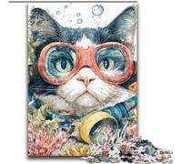 Diver Cat 2000 Piece Jigsaw Puzzles for Teenagers, Educational Toy Funny Family Games Unique Home Decor (70x100cm)