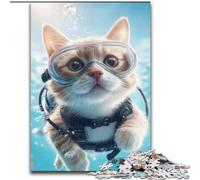 Diver Cat Jigsaw Puzzles for Teenagers 1000 Jigsaws, Art Interesting Stress Reduction Wishlist with Santa Claus for Age 14 (26x38cm)