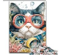 Diver Cat JigsawPuzzle 1000 Pieces for Adults, Challenging To Complete But Fun And Humorous Birthday Present, Gifts, Wall Art 50x75cm