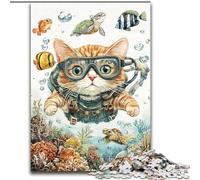 Diver Cat JigsawPuzzle 1000 Pieces for Teenagers, Educational Family Game Suitable for Desktop Decoration (26x38cm)