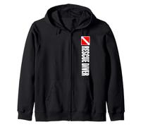 DIVER DOWN FLAG RESCUE DIVER (VERTICAL WHITE TEXT) Zip Hoodie