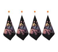 Diver Ride on Octopus Cute Hanging Hand Towels Quick Dry Bathroom & Kitchen Dish Cloth with Loop