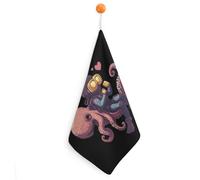 Diver Ride on Octopus Cute Hanging Hand Towels Quick Dry Bathroom & Kitchen Dish Cloth with Loop