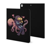 Diver Ride on Octopus Funny Tablet Case Compatible with IPAD Pro 2020 （11in）/2020 （10.2in）/2020 AIR 4 （10.9in）/Pro 2021 （11in）/Air4/Air5 （10.9in） Personality Protective Cover with Pen Slot