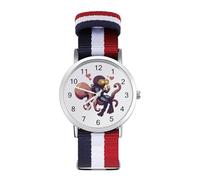 Diver Ride on Octopus Unisex Wrist Watches Nylon Strap Analog Quartz Watch for Daily Wear