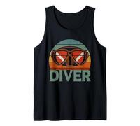 Diver Scuba Diving Retro Freediving Underwater Swimming Tank Top