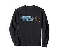 Diver vs shark cartoon tee for marine lovers, thrill-seekers Sweatshirt