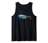 Diver vs Shark Cartoon tee for Marine Lovers, Thrill-Seekers Tank Top
