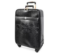 Divergent Retail 3 Piece Croc Print PU Leather Luggage Set | Cabin Suitcase | 4 Spinner Wheels | Combination Lock | Parker Black