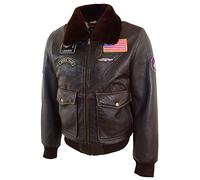 Divergent Retail Brodie Men's Genuine Leather G-1 Airforce Badges Bomber Jacket Brown (Brodie, UK, Alpha, XL, Regular, Regular)