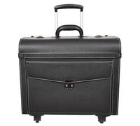 Divergent Retail Cabin Bag Four Wheel Pilot Case Leather Flight Bag Business Executive Carry-on Case DR695 (Black)